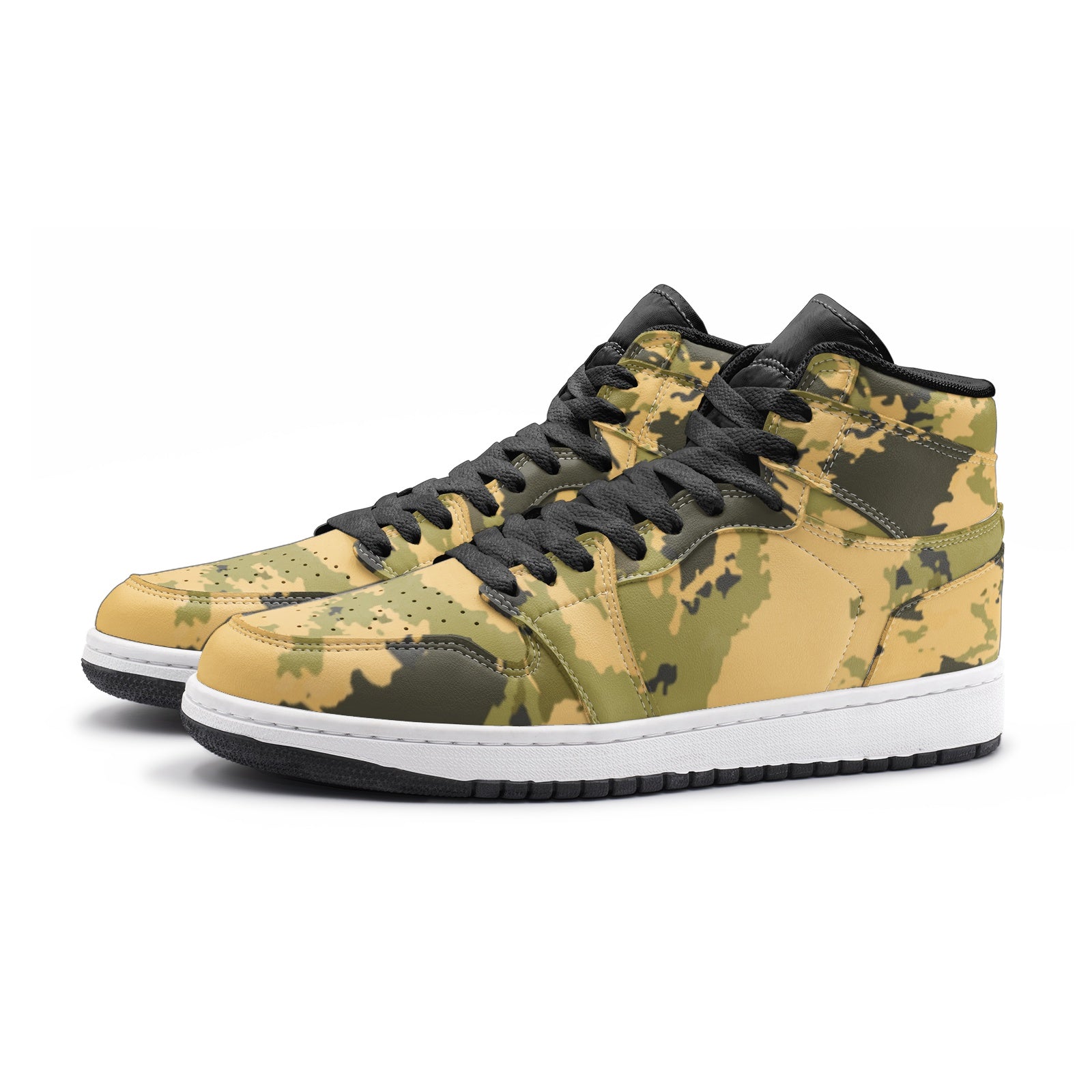 Desert Green Camo Sneakers | High Top Leather