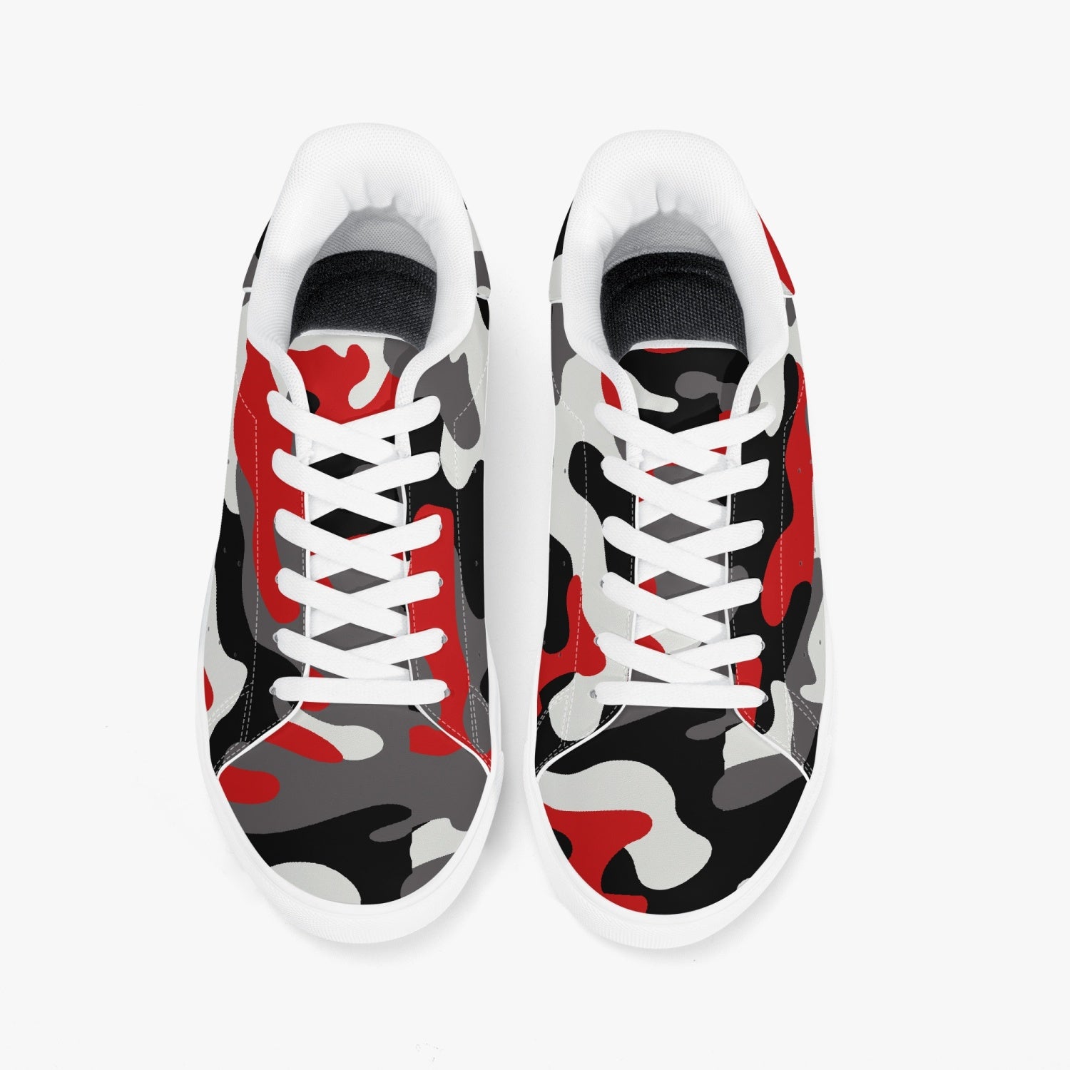 Camo Sneakers | Classic Low-Top | Red, Black, & White