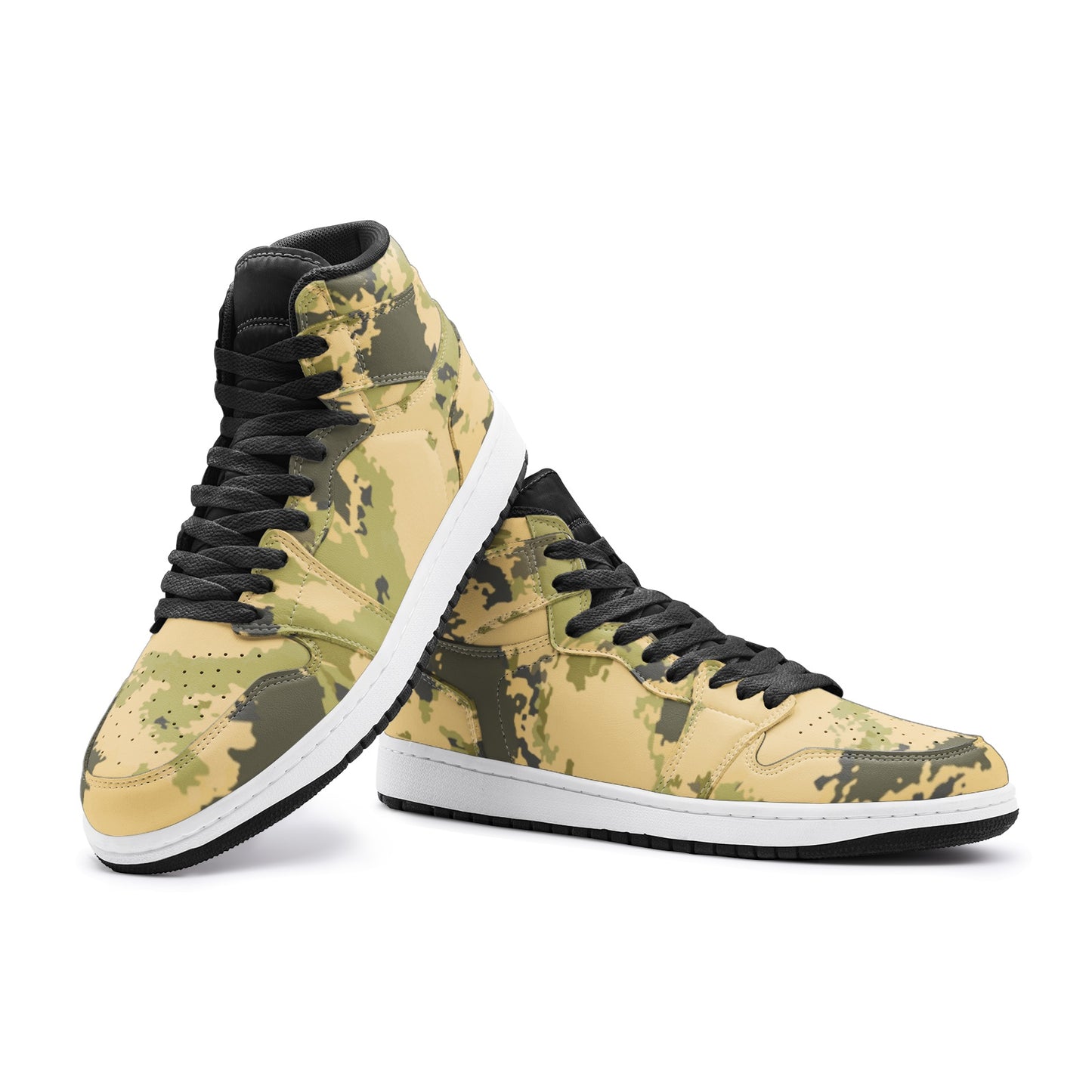 Desert Green Camo Sneakers | High Top Leather