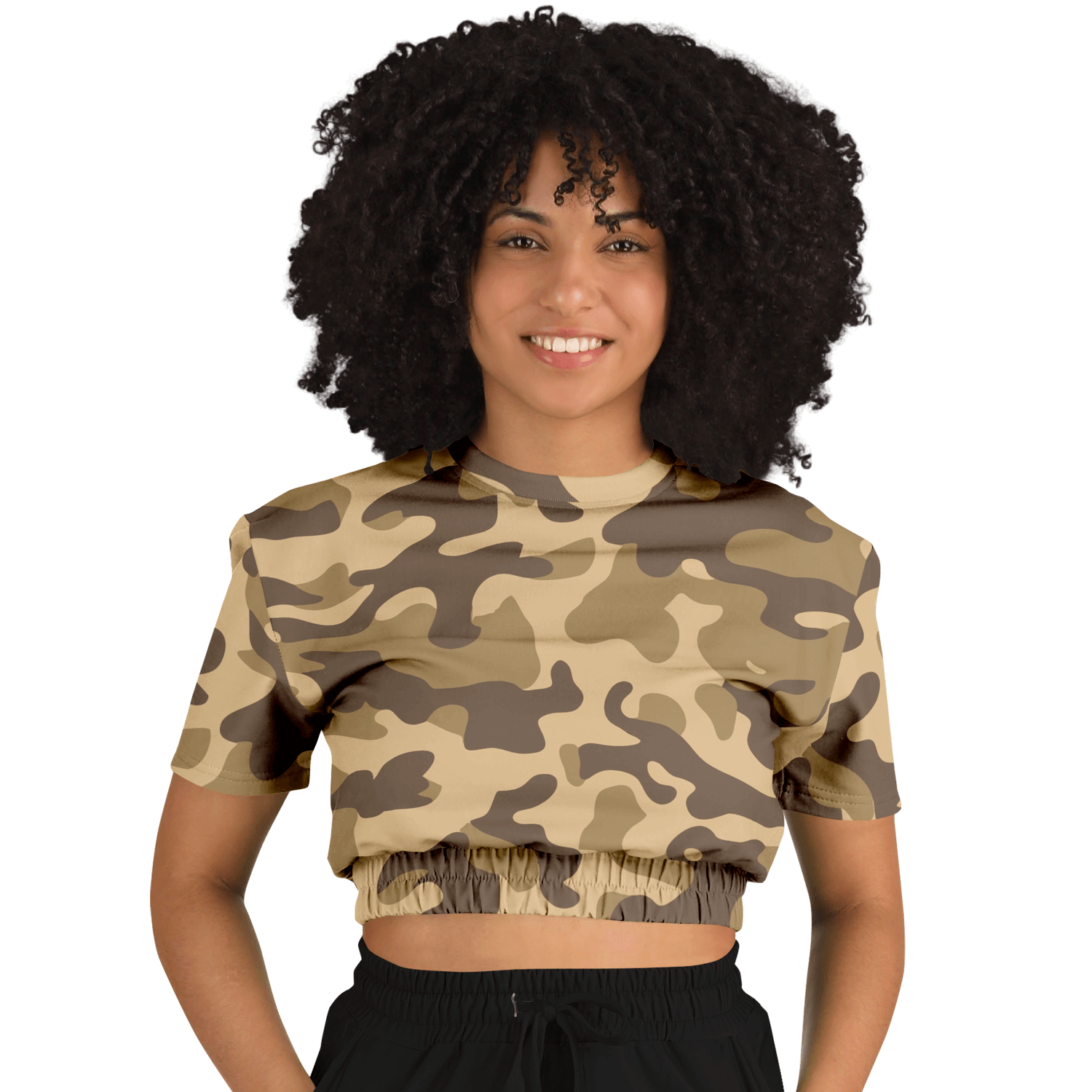 Camo Crop Top Sweatshirt | Khaki Camouflage