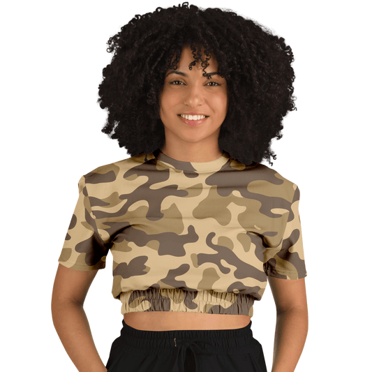 Camo Crop Top Sweatshirt | Khaki Camouflage