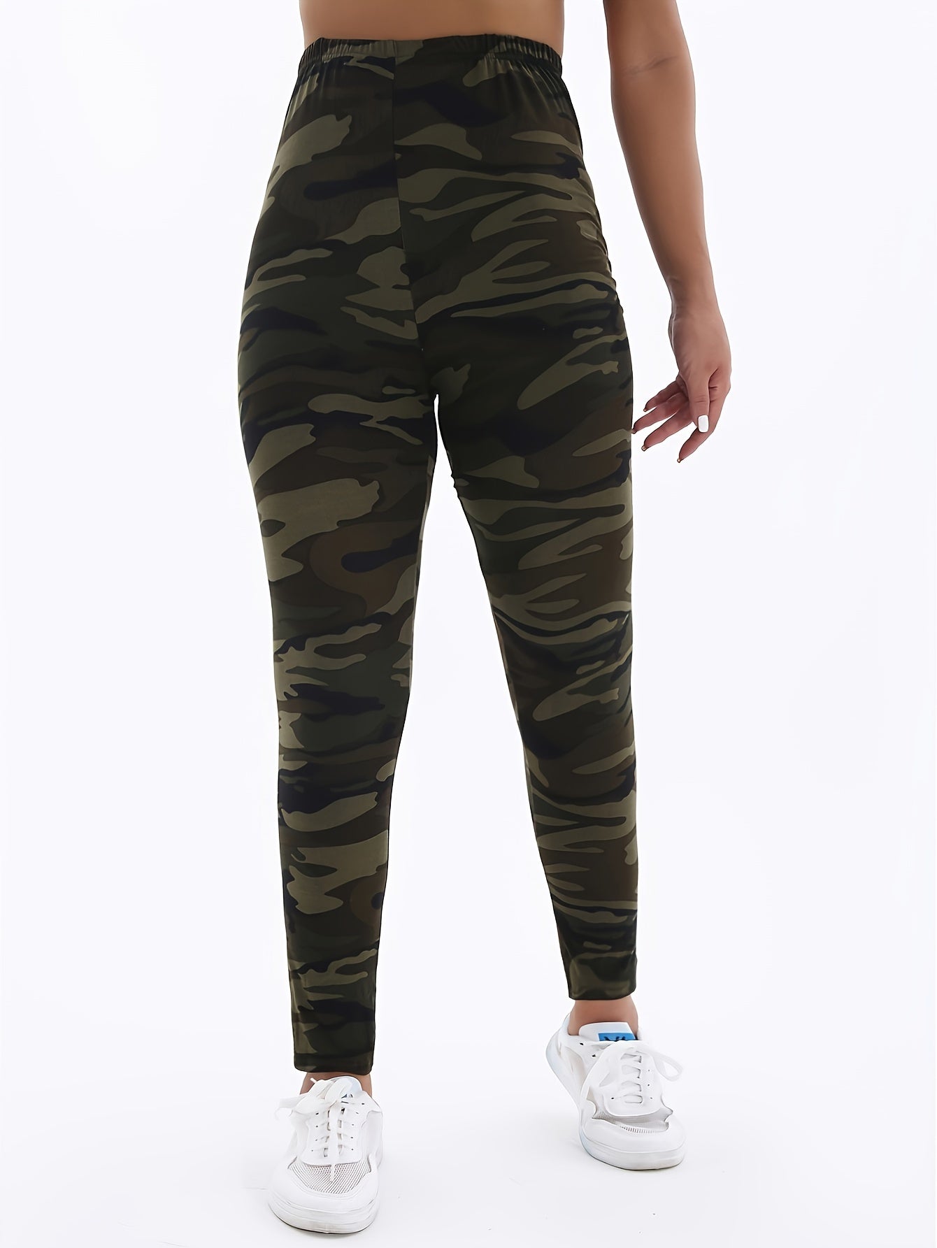 Elegant Camo High-Waist Yoga Leggings for Women - Stretchy, Butt-Lifting Pants with Wide Waistband