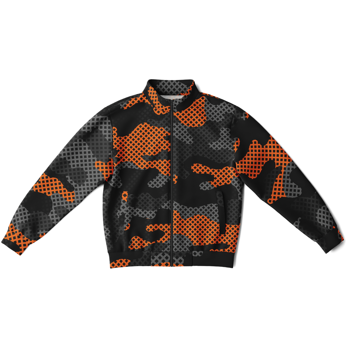 Camo Track Jacket | Orange & Black Pixel Camouflage