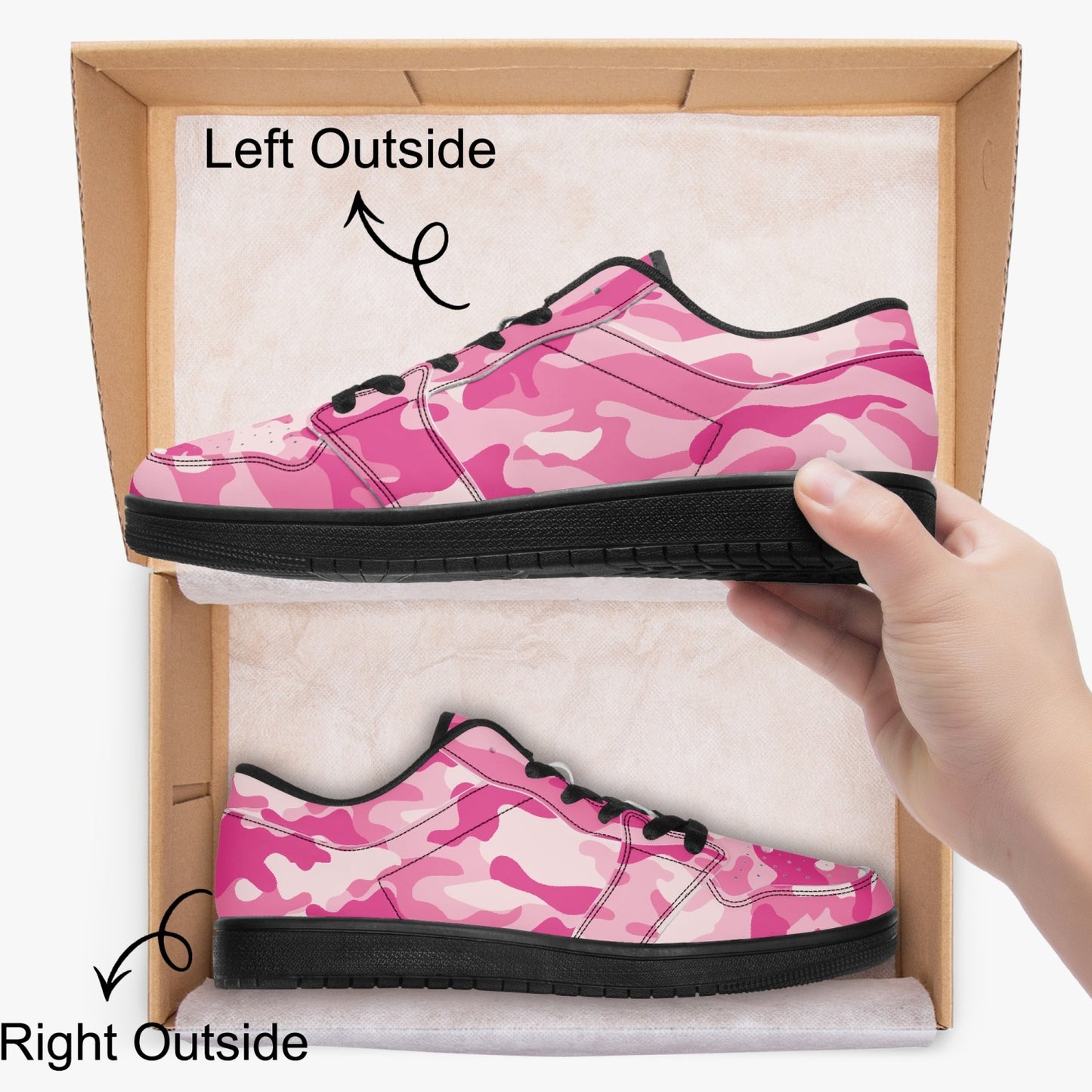 Camo Sneakers | Lavender Pink Low-Top Leather Camouflage Shoes