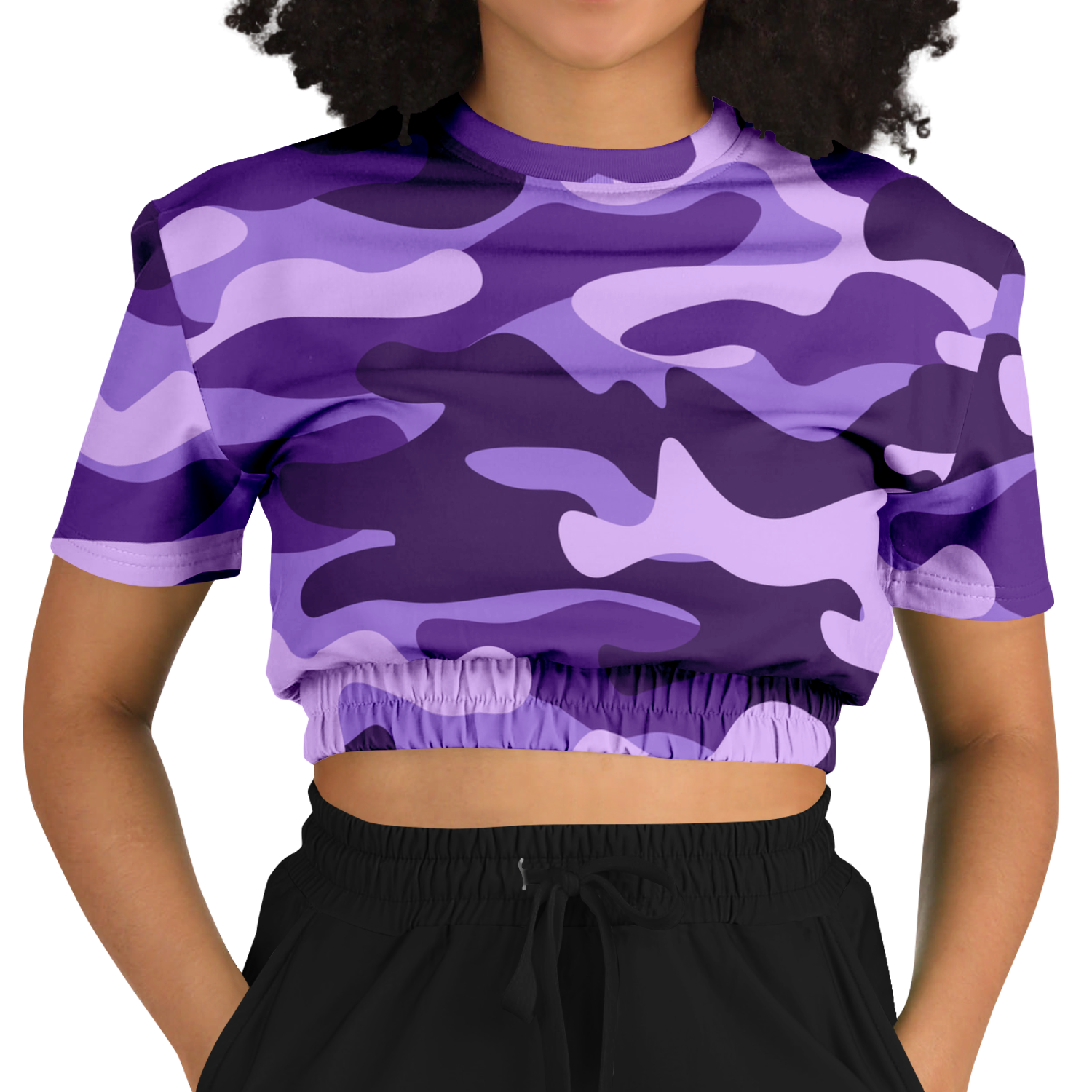 Camo Crop Top Sweatshirt | Purple, Blue & Mauve Camouflage