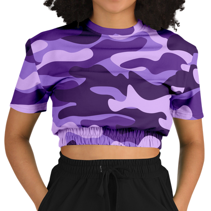 Camo Crop Top Sweatshirt | Purple, Blue & Mauve Camouflage