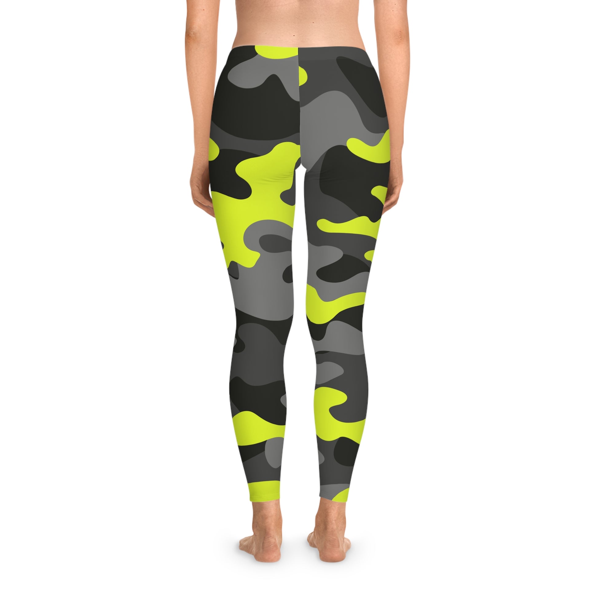 Yellow, Black, and Gray Camo Leggings For Women