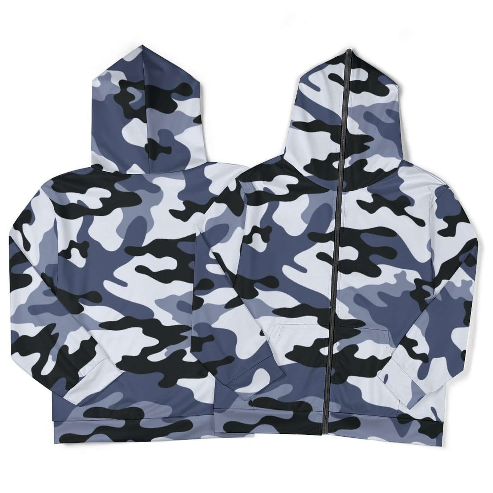 Zip Camo Hoodie Light Blue Camouflage
