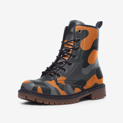 Camo Boots | Leather Camouflage in Orange, Black, and Gray