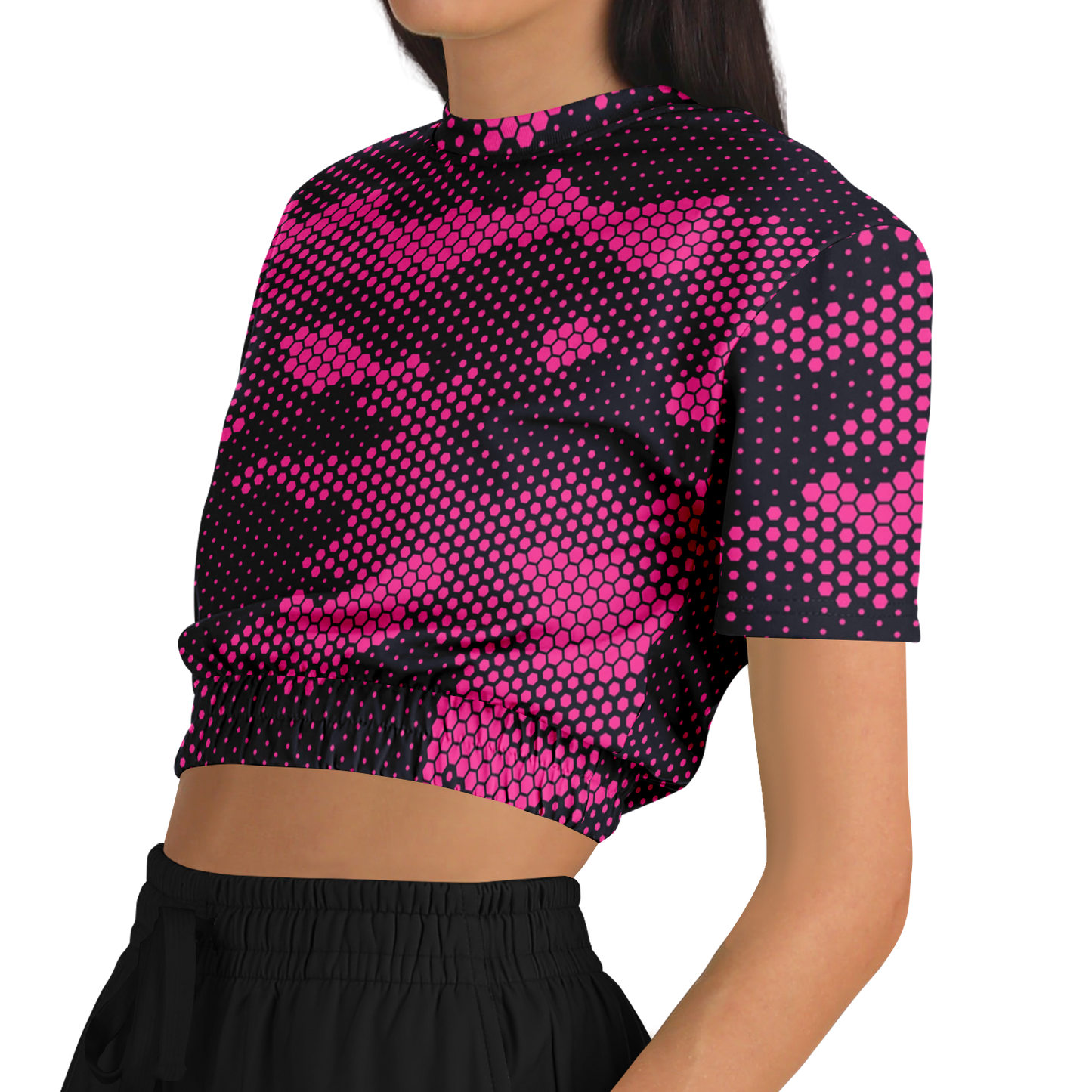 Camo Crop Top Sweatshirt | Pink Digital Dotted Hexagonal