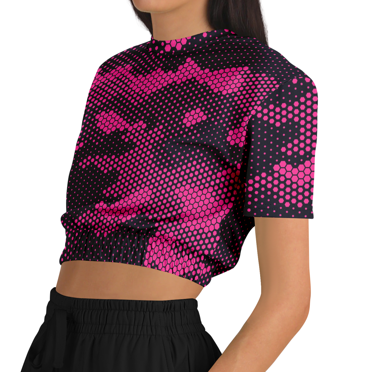 Camo Crop Top Sweatshirt | Pink Digital Dotted Hexagonal