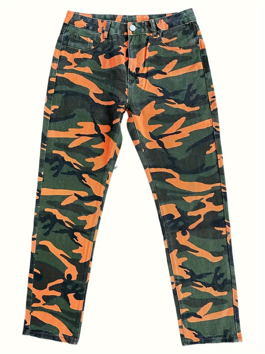 Men's Regular Fit Camo Jeans | Denim Pants