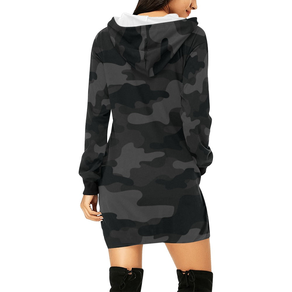 Camo Hoodie Dress | Black Camouflage