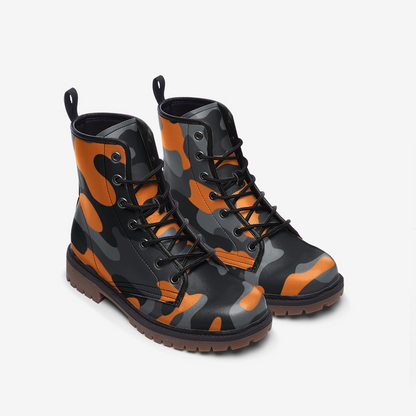 Camo Boots | Leather Camouflage in Orange, Black, and Gray