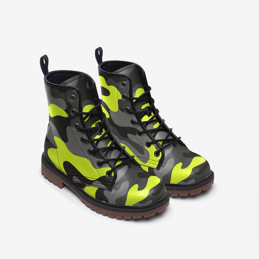 Camo Boots | Leather Camouflage in Yellow, Gray, and Black