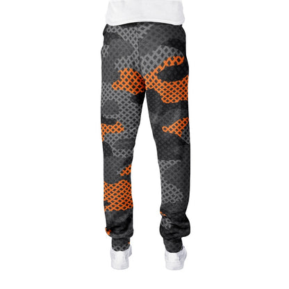 Men's Camo Track Pants | Black & Orange Pixel