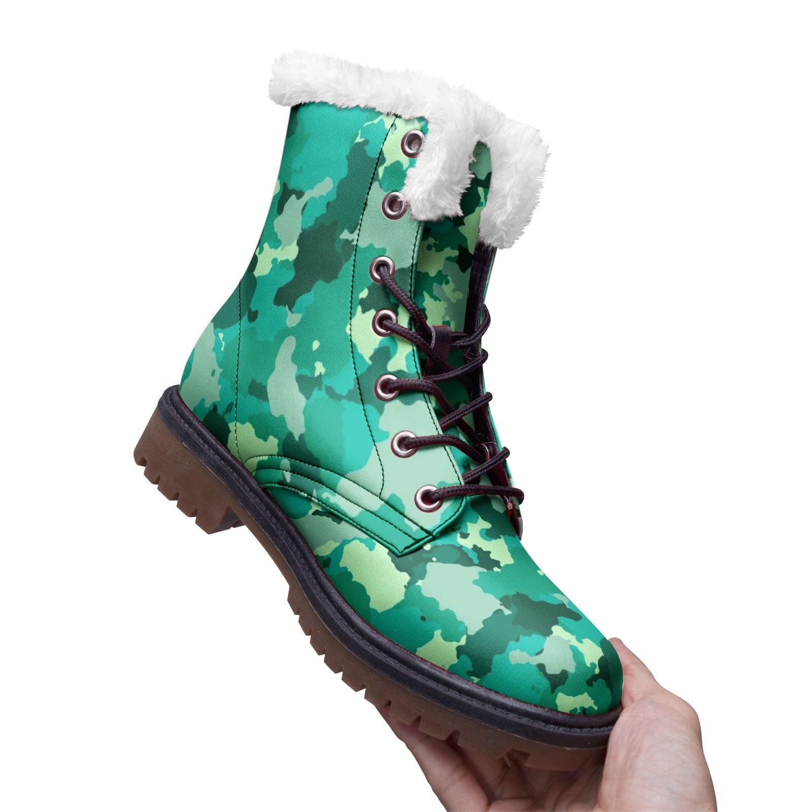 Snow Camo Boots | Cyan Green Camouflage