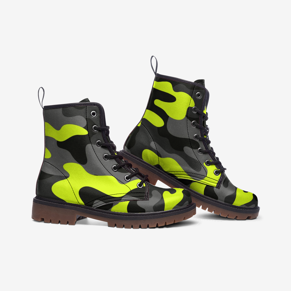 Camo Boots | Leather Camouflage in Yellow, Gray, and Black