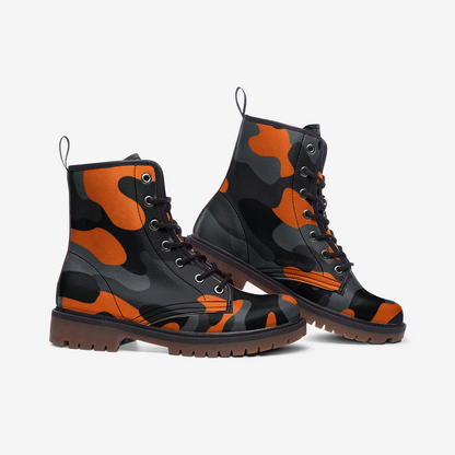 Camo Boots | Leather Camouflage in Orange, Black, and Gray