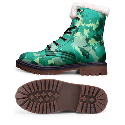 Snow Camo Boots | Cyan Green Camouflage