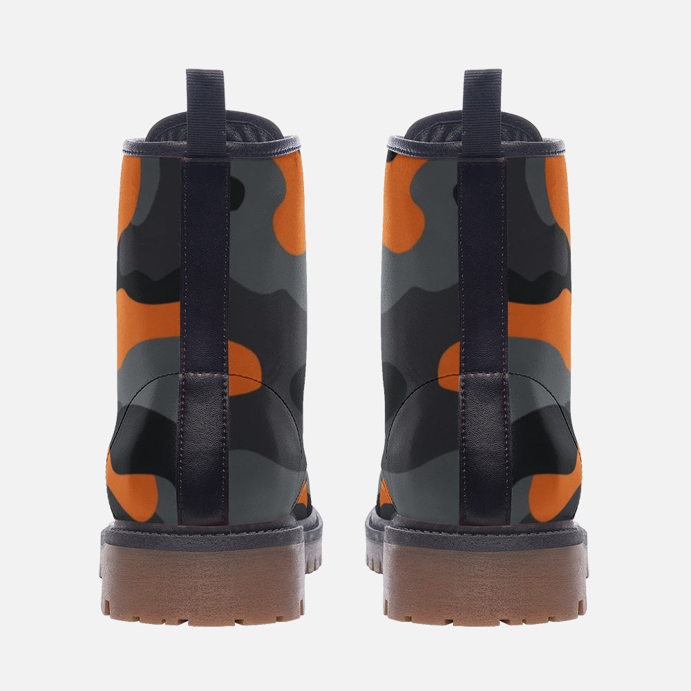 Camo Boots | Leather Camouflage in Orange, Black, and Gray