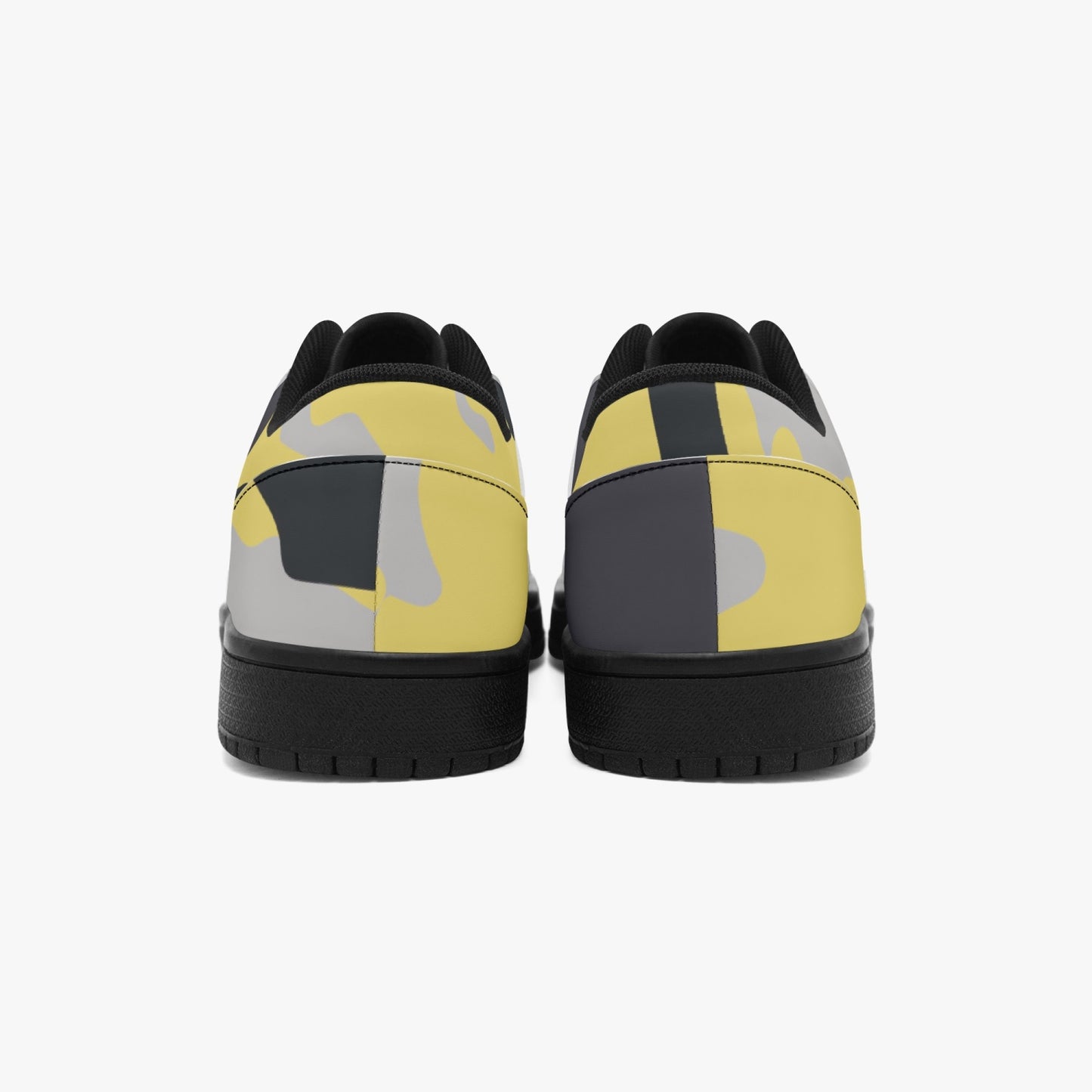 Camo Sneakers | Yellow Silver Low-Top Leather Camouflage Shoes