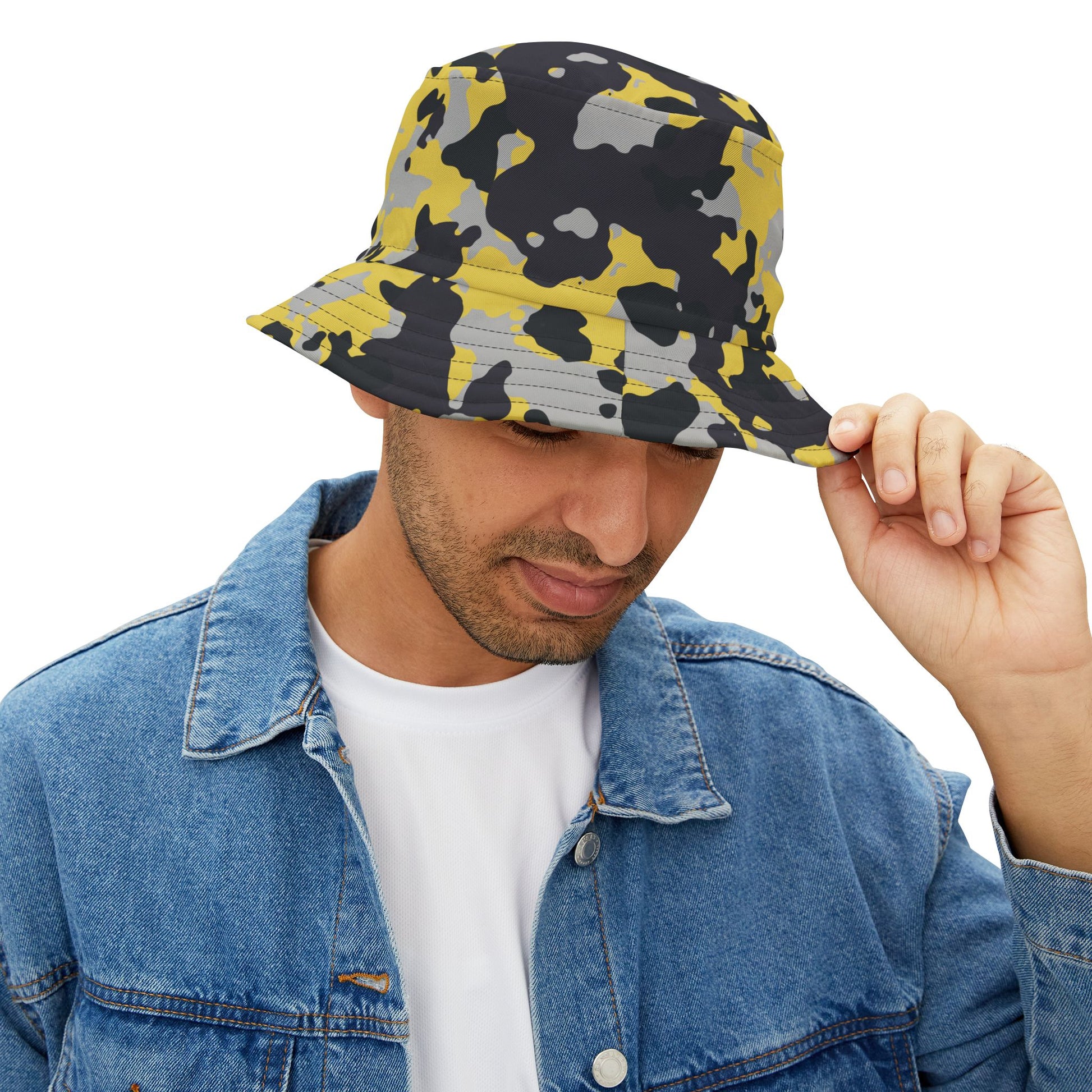 Camo Bucket Hat | Yellow, Black, and Silver Camouflage