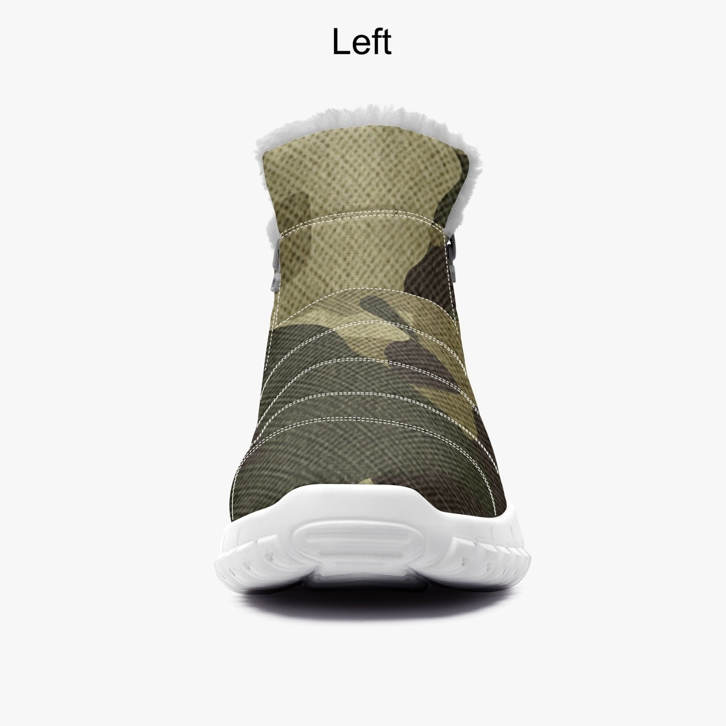 Camo Boots | Cotton-pad Fur Zipper Up | Green Fabric