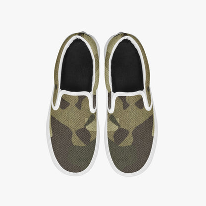 Camo Slip-On Shoes | Green Fabric Camouflage Design