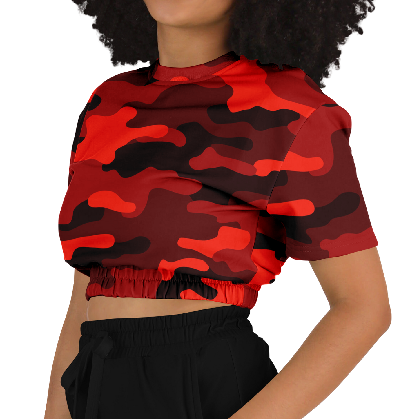 Camo Crop Top Sweatshirt | Scarlet Red & Black Camouflage