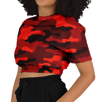 Camo Crop Top Sweatshirt | Scarlet Red & Black Camouflage