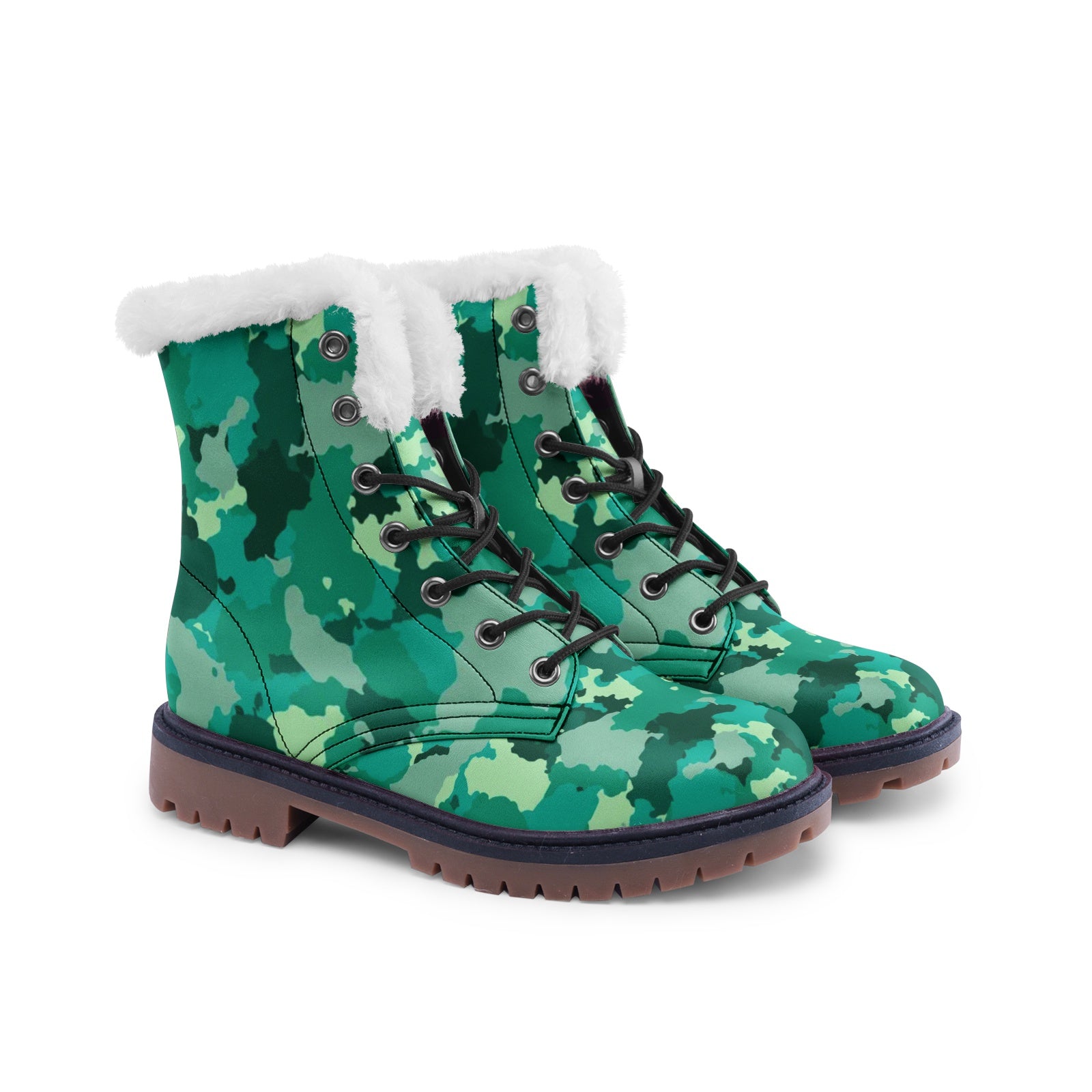 Snow Camo Boots | Cyan Green Camouflage