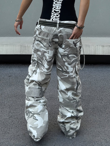 American Street Fashion Camouflage Work Pants with Loose Pockets