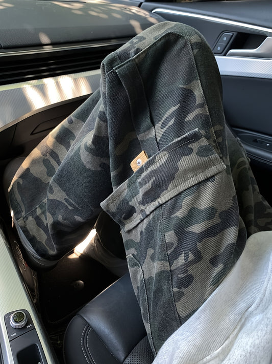 Men's Camo Cargo Jeans | Hip-Hop Style, Loose Fit Denim