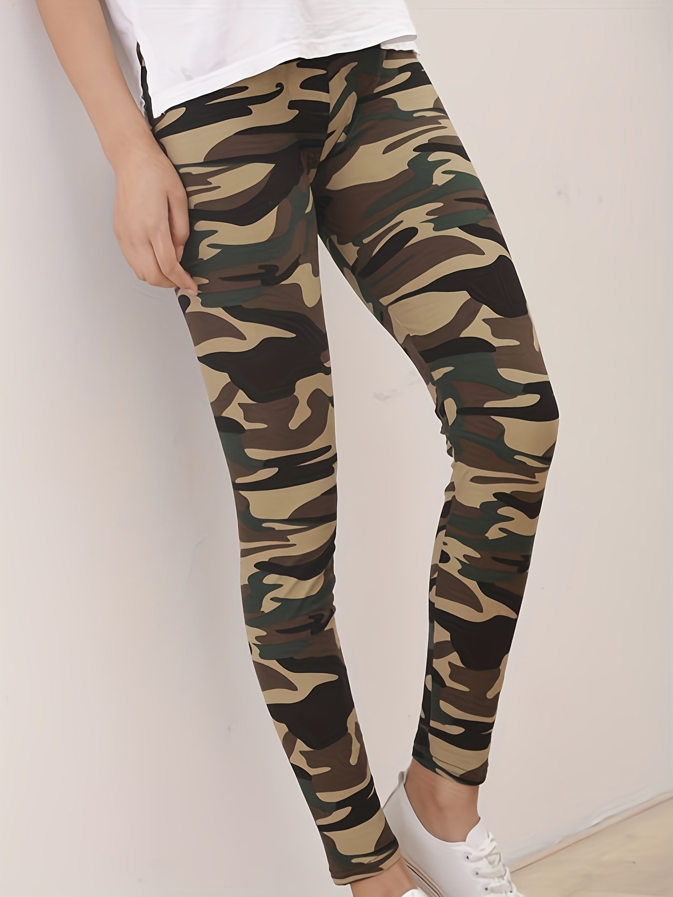 Leggings con estampado de camuflaje | Pantalones ajustados elásticos informales para uso diario