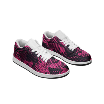 Camo Shoes | Digital Pink Low Top Leather Sneakers