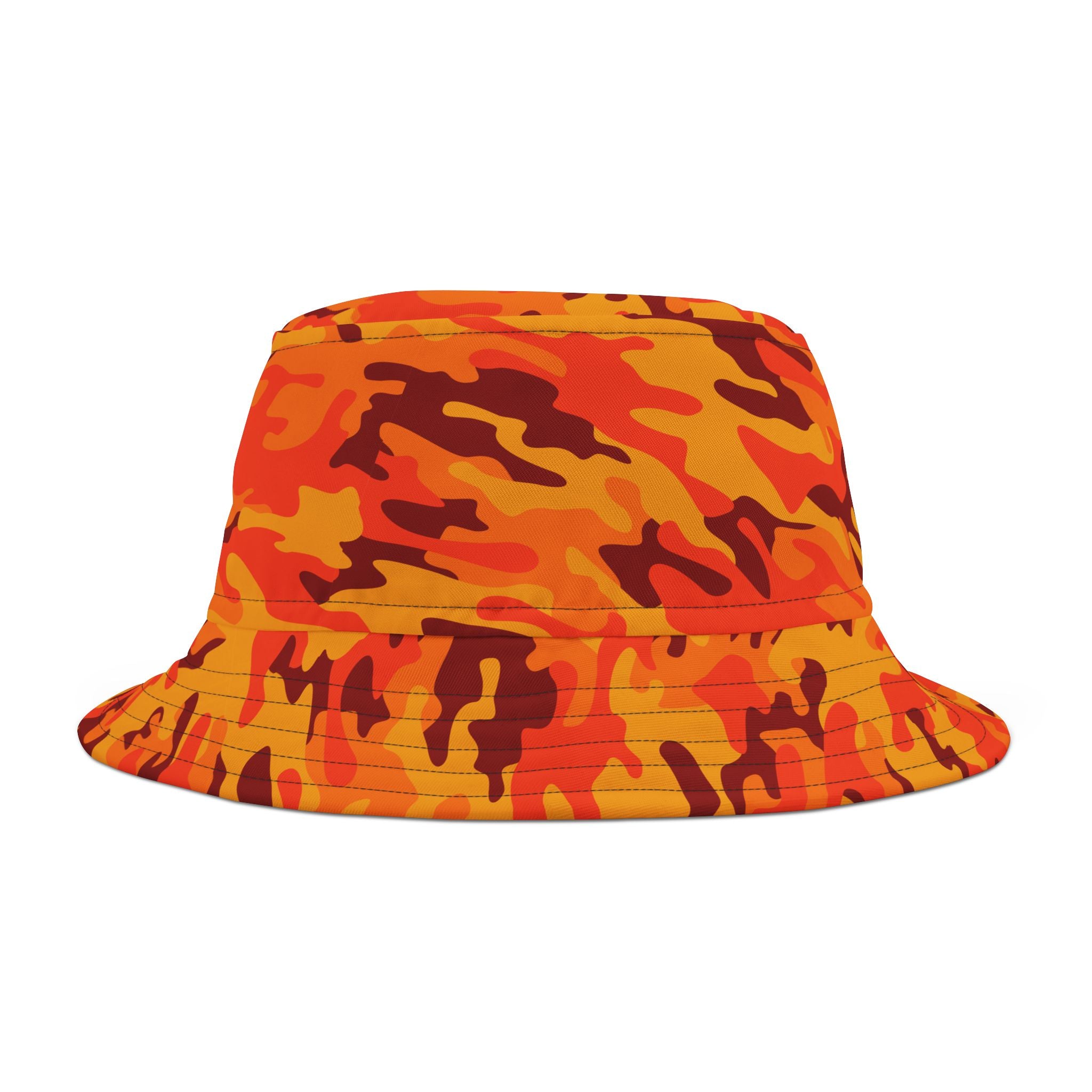 Orange Red Camo Bucket Hat
