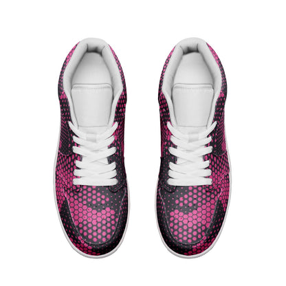 Camo Shoes | Digital Pink Low Top Leather Sneakers