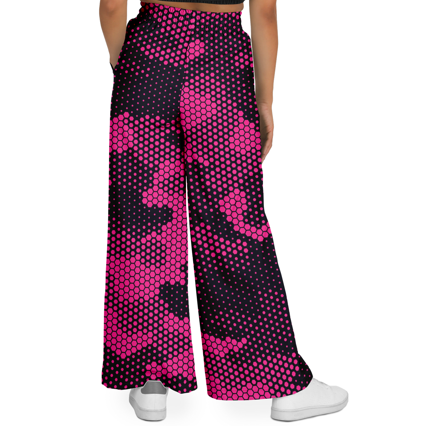 Camo Wide Leg Pants | Pink Digital Dotted Hexagonal