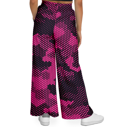 Camo Wide Leg Pants | Pink Digital Dotted Hexagonal