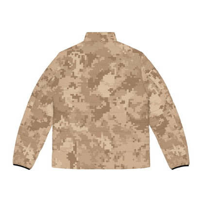 Camo Puffer Jacket For Men | Brown Pixel Digital Camouflage