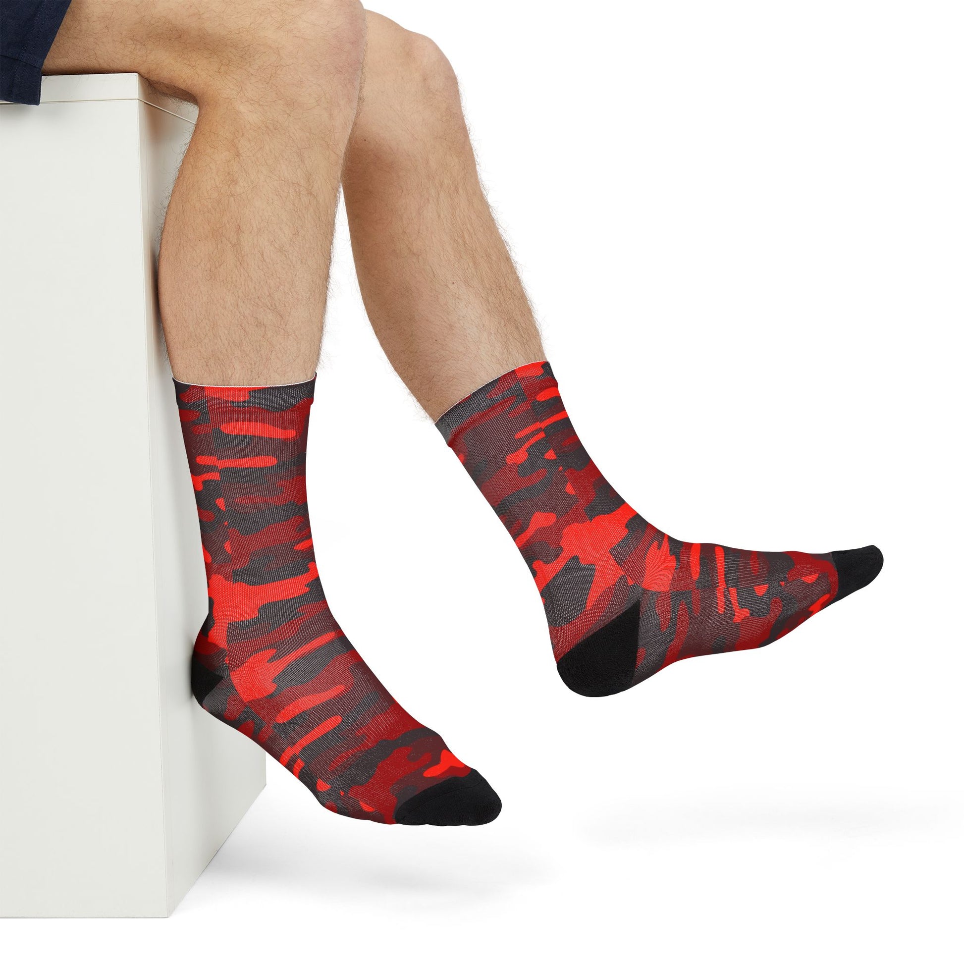 Camo Socks | Scarlet Red & Black | Sublimation Crew