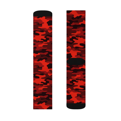 Camo Socks | Scarlet Red & Black Camouflage