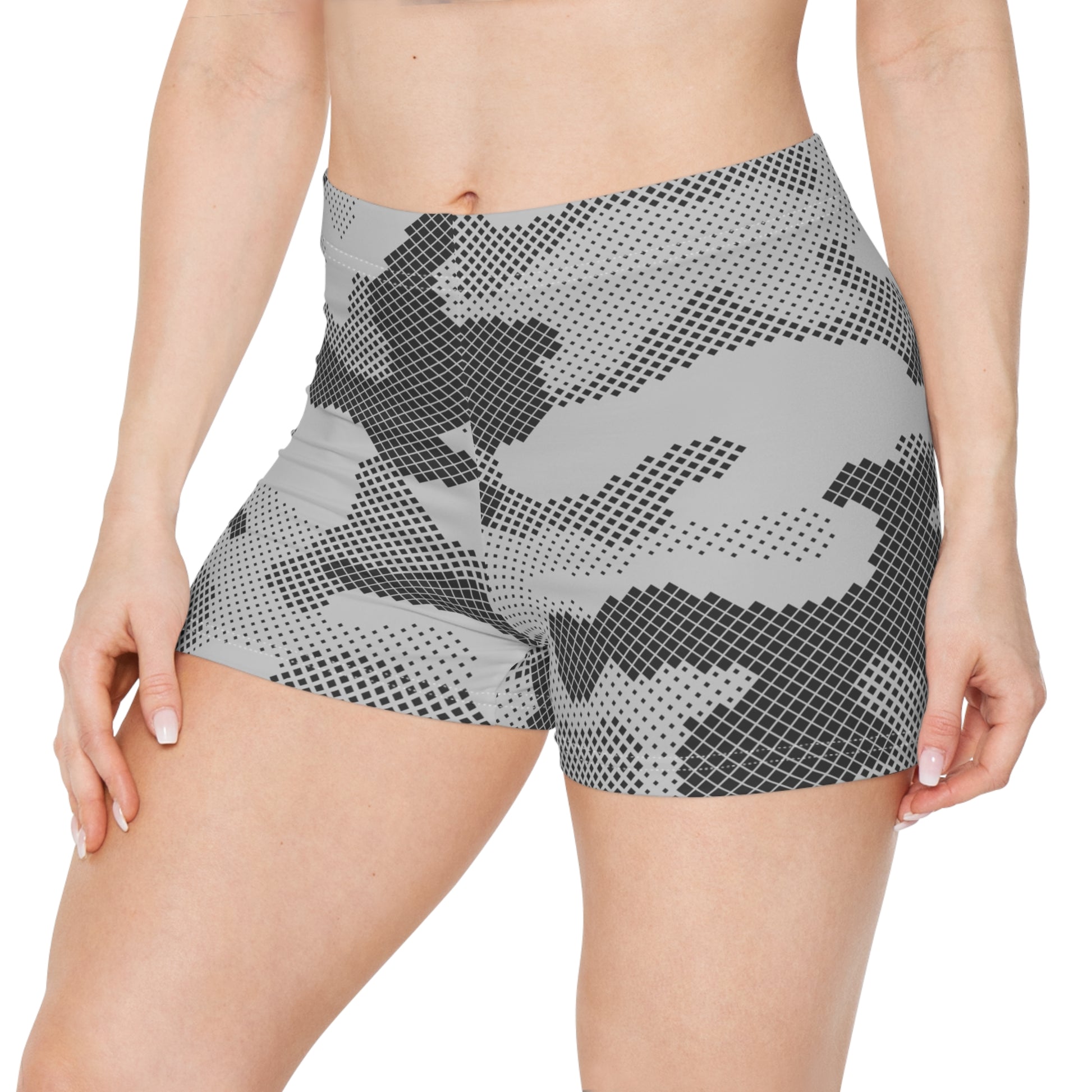 Women's Camo Shorts | Tight Fit | Black & White Digital