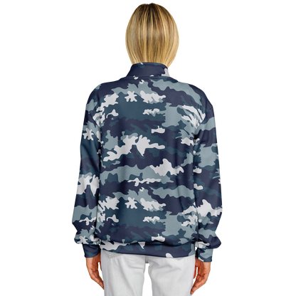 Baseball Jacket in Navy Blue Camouflage Print