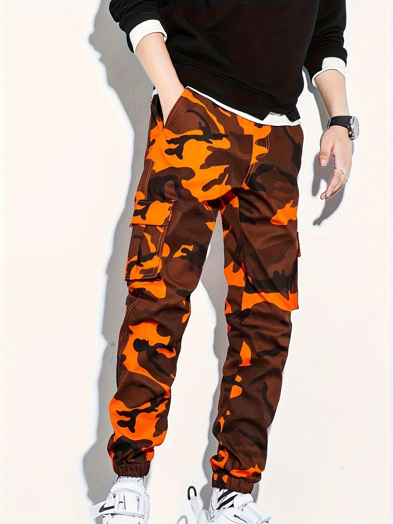 Men's Camo Cargo Cropped Pants With Multi Pockets | Vintage Style