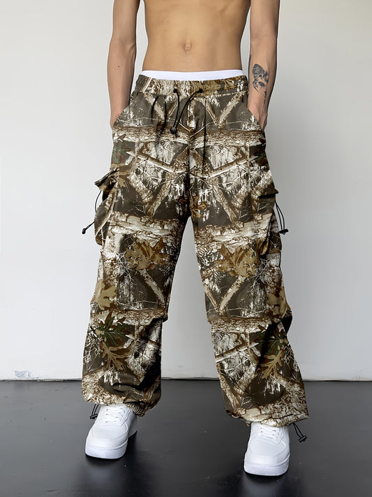 Men's Camo Cargo Pants with Multi-Pocket | Loose Fit