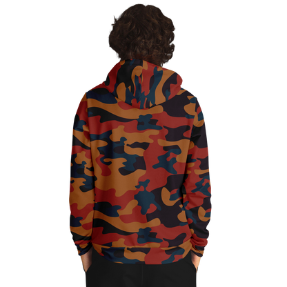 Camo Hoodie | Brown, Prussian Blue and Auburn Camouflage