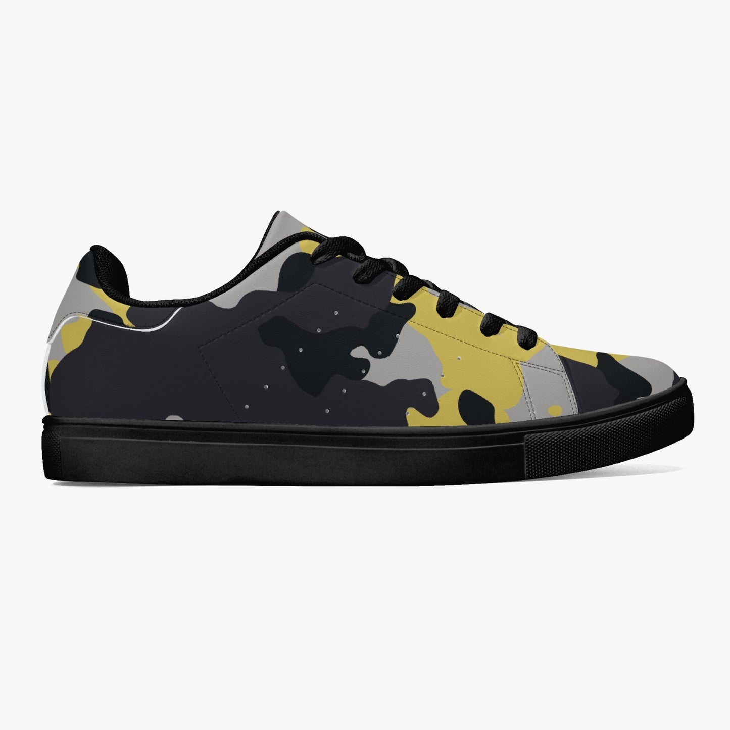 Camo Sneakers | Classic Low-Top Leather | Yellow, Black, & Silver