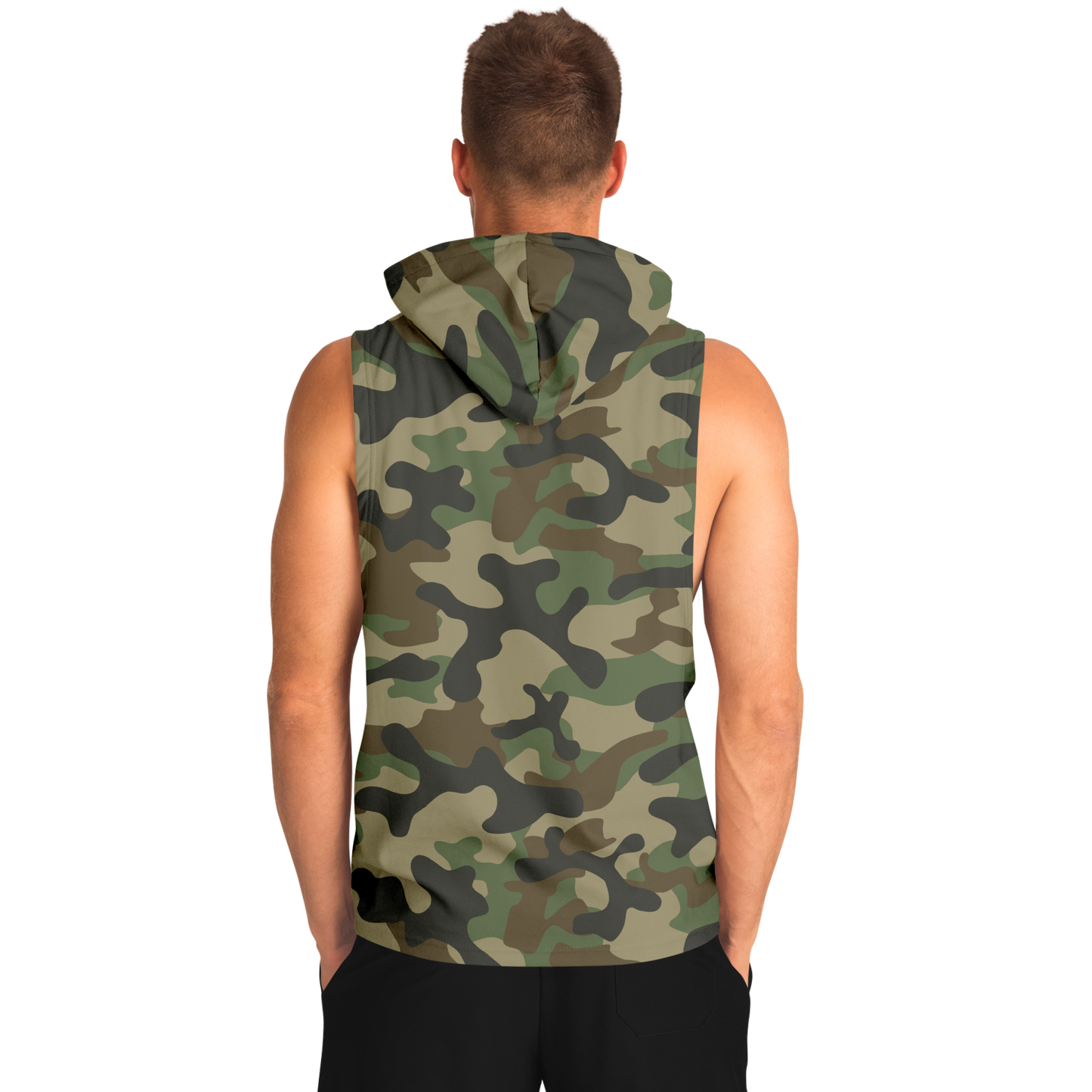 Sleeveless Hoodie | Military Brown Camouflage